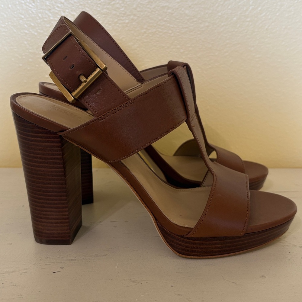Michael Kors Tan Leather Sandals - Picture 2 of 4